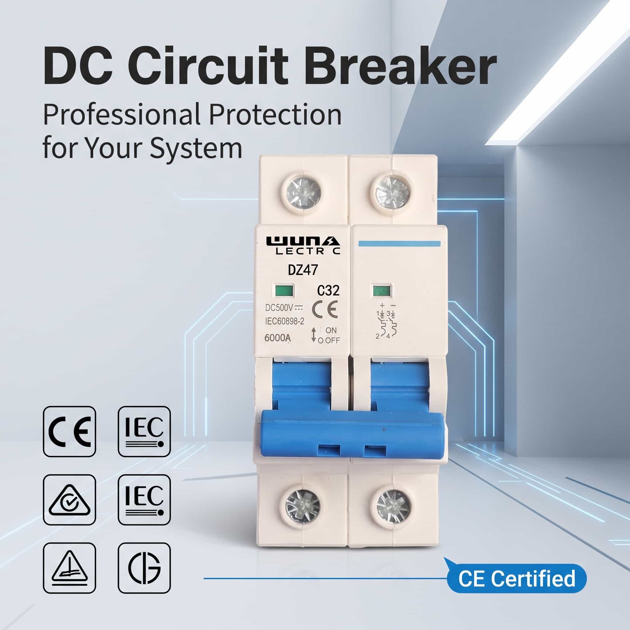 Bộ ngắt mạch thu nhỏ 2 cực DC DZ47 C32 500V